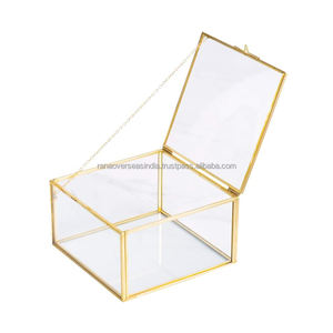 Gran oferta, caja de latón ecológica y vidrio transparente, joyero cuadrado pequeño con tapa de enganche, ideal para anillo de oreja y más - Product Image 3