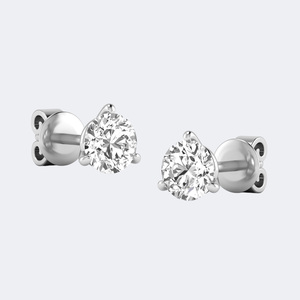 Boucles d'oreilles clous en diamant rond taille brillant 3.00CTW, style classique à 3 griffes, diamant de laboratoire VVS2, bijoux en or blanc et or rose - Product Image 5