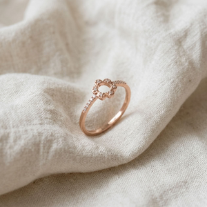 Anillo de Diamantes con Diseño Floral en Oro Rosa para Mujer, Diamante Cultivado en Laboratorio, Banda con Acentos Florales, Regalo de Boda, Joyería - Product Image 3