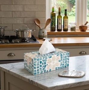 Handcrafted Mother of Pearl Mosaic Rectangular <b>Tissue</b> Box Cover Luxury Decorative for Bathroom, Countertop, Bedroom, Office - Product Image 4