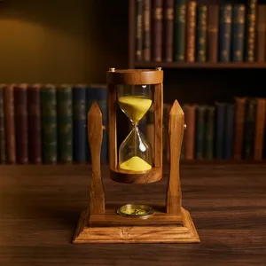Minuteur sablier 2 minutes jaune classique en verre, horloge à sable décorative pour bureau, maison, salle d'étude, décoration de table - Product Image 2