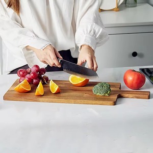 Planche à découper en bois, bloc à découper rectangulaire, planche de préparation alimentaire avec poignée, antidérapante, écologique, passe au lave-vaisselle, pour la cuisine - Product Image 1