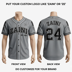Camiseta de Béisbol de Poliéster Transpirable de 180 GSM, Gris y Negro con Paneles en los Hombros en Contraste, Logotipo Bordado e Impreso Personalizado - Product Image 1