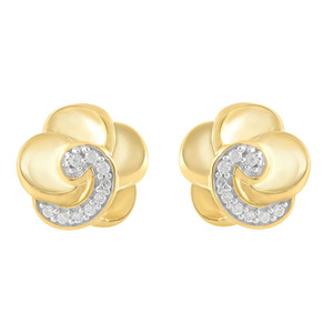 Pendientes Florales Espirales Venus con Diamantes, Oro de 18K, Pendientes Florales Vintage con Diamantes Cultivados en Laboratorio de Corte Redondo, Joyería Fina para Mujer - Product Image 1