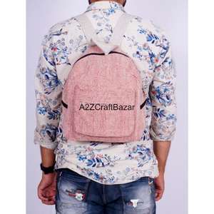 Sac à dos artisanal unisexe de taille moyenne en toile 100% coton, vintage, léger, 20L, pour affaires, quotidien, camping, natation, avec fermeture éclair et boucle - Product Image 5