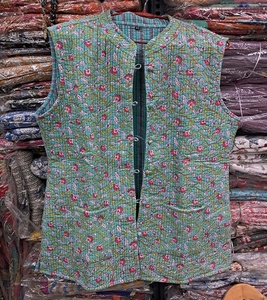 GC-AP-1516บุขนสัตว์ระบายอากาศได้ดีแจ็กเก็ตผ้าฝ้ายลายดอกไม้สำหรับฤดูร้อนของผู้หญิงอินเดียทำด้วยมือพิมพ์ผลไม้ - Product Image 1