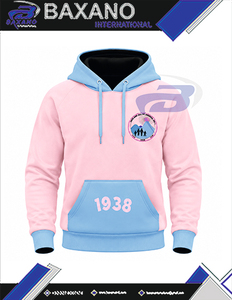 แจ็คแอนด์จิลออฟอเมริกาเสื้อฮู้ดผู้ชายสีชมพูพร้อมกระเป๋าจิงโจ้สีน้ำเงิน 1938 เสื้อฮู้ดลำลองสำหรับผู้หญิงฤดูหนาว - Product Image 4