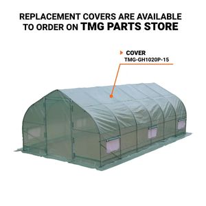 10 'X 20' Tunnel serra con Ripstop Leno copertura a freddo telaio riavvolgi maglia finestre tetto picco TMG-GH1020P per uso agricolo - Product Image 3
