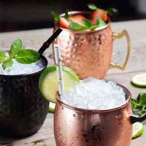 Mug à Moscow Mule en cuivre martelé avec poignée, tasse à cocktail vintage en métal pour bar, cuisine, restaurant, fête à domicile, ensemble de vaisselle pour boissons - Product Image 2