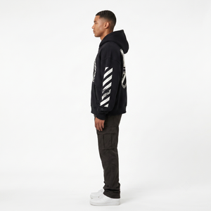 Sweat-shirt à capuche zippé intégral oversize en molleton de coton 280 GSM pour homme, style streetwear, chenille, universitaire, personnalisable, conception OEM, vente en gros - Product Image 3
