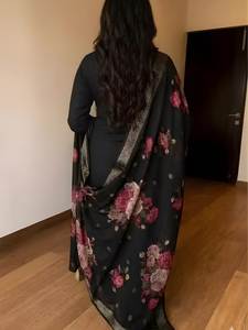 Conjunto de Dos Piezas (Top y Pantalón) con Dupatta, en Tela de Rayón con Detalles Bordados, de Secado Rápido, para Fiestas y Uso Casual, para Mujer - Product Image 4