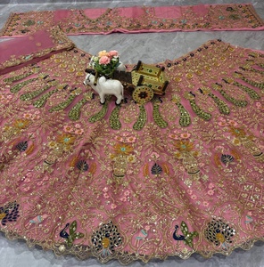 FATEMA FASHION Designer Traditional Indian <b>Red</b> Lehenga Choli Unstitched Latest Bridal Wedding Party Organza Slim Fit Reversible - Product Image 6