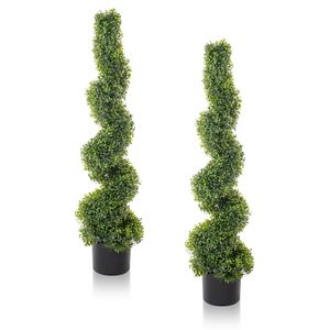 Set di 2 Alberi a Spirale Artificiali in Bosso Verde da 115cm - PVC - Product Image 6
