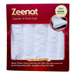 Zeenat 4-Piece Premium <b>Bed</b> Sheet Set 100% Silk Cotton Quilt <b>Cover</b> Comforter Set for Home Hotel Gift-Available in King Twin Sizes - Product Image 2