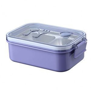Large Capacity Portable Stainless Steel <b>Lunch</b> <b>Box</b> Grid Water Insulation Simple Solid Color Sealed Workbox for Students Office - Product Image 5