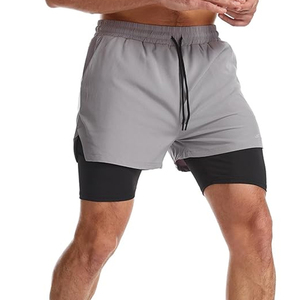 Wholesale <b>Men</b> 2 In 1 Gym <b>Shorts</b> <b>Compression</b> Liner Running Workout <b>Shorts</b> Phone Pocket OEM Supplier - Product Image 6