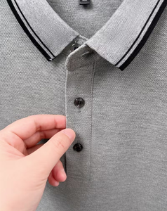 Men's Short Sleeve Solid Color Cotton Jersey for Shirt Breathable Casual Regular Fit Knitted Pique Design Customized Colors - Product Image 4