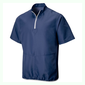 Veste de sport pour homme noire à manches courtes, col montant zippé, respirante, anti-humidité, coupe classique, toutes saisons - Product Image 3