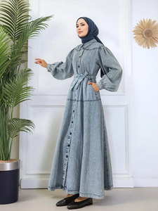 Nuevo Vestido Largo de Mezclilla para Mujeres Musulmanas 2025, Abaya de Dubái, Caftán Turco, Ropa Islámica para Ramadán, Caftán Marroquí, Vestido - Product Image 3