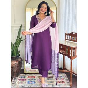 Conjunto Elegante de Top y Pantalón con Dupatta para Fiesta, Talla XL - Product Image 3