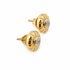 Pendientes de Oro Amarillo de 18K con Diamantes en Forma de Rayos de Sol para Mujer, Acabado Pulido, Clásicos para Uso Diario, Fiestas, Bodas, Regalo de Joyería - Product Image 4
