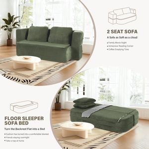 Divano Letto Convertibile Scott in Tessuto, Misura Queen, Modulare con Braccioli Alti e Dritti, Coperta Inclusa per Soggiorno e Camera da Letto - Product Image 5