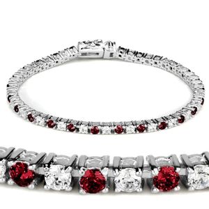 Bracciale in ottone rodio 46902 con rubino sintetico e granato, accessorio per piatti e stoviglie - Product Image 1