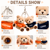 Porte-clés Ours en Peluche Ultra Doux, Breloque de Sac à Dos, Personnalisable avec Logo, Cadeau d'Anniversaire, de Remise de Diplôme ou de Noël