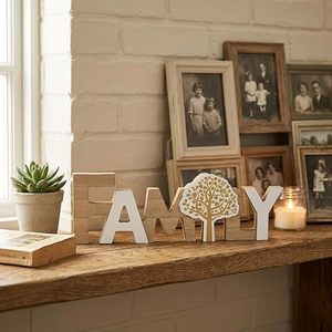 Bamboo Eco-Friendly Family Letter <b>Table</b> Decor <b>Wall</b> <b>Mount</b> Asian Zen Design Round Shape Home Office Shelf Display Ornament - Product Image 3