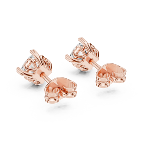 Pendientes de Oro Rosa de 14K con Corte Cojín, Certificados IGI, Cultivados en Laboratorio, Solitario Clásico de 5.00mm |   Artículos de Lujo con Sello del Reino Unido - Product Image 3