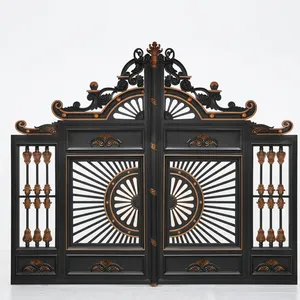 Portail en fer forgé décoratif de luxe, élégant, en métal, pour entrée principale de villa, manoir, extérieur de maison et allée. - Product Image 1