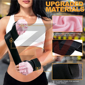 Women Fingerless Gym Gloves Extended Wrist Protection <b>Towel</b> Wipe Panel Weight Lifting Gloves Manufacturer wholesale OEM - Product Image 4