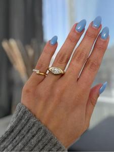 Anillo de compromiso de diamante con corte marquesa y engaste de bisel en oro amarillo macizo, anillo solitario minimalista, anillo de promesa moderno, aniversario - Product Image 2