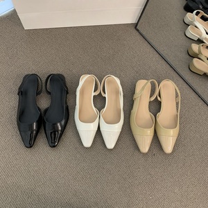 Wholesale 2025 Women's Low Heeled <b>Flat</b> Sandals Comfortable Casual Work Office Insole PU Design <b>Pointed</b> tip Heels for Ladies - Product Image 4