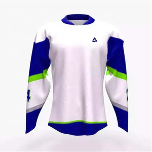 Maillot de hockey sur glace personnalisé blanc, marron, vert fluo, sublimé, en maille respirante, pour homme, manches longues, tenue d'équipe - Product Image 3