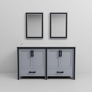 Dark Grey 60 In. W X 22 In. D Double <b>Bath</b> Vanity with White Quartz Top and 22 In. <b>Mirrors</b> Bathroom Vanities - Product Image 6