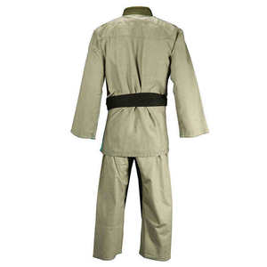Kimono de BJJ para Adultos, Unisex, 100% Algodón, Duradero, Corte Regular, Verde Oliva con Cinturón Negro y Detalles en Verde Azulado - Product Image 3