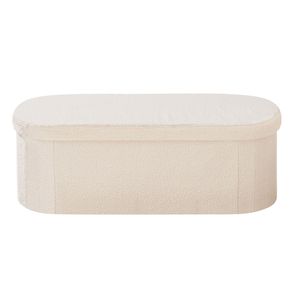 Panca ovale in tessuto Teddy Fleece, grande, pieghevole, imbottita, contenitore portaoggetti in MDF per applicazioni alberghiere - Product Image 1
