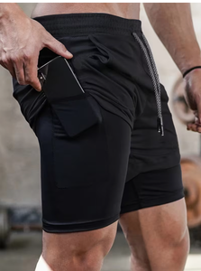 <b>Men</b> s Premium Performance <b>Compression</b> Double Layer Gym <b>Shorts</b> with Built-In Inner Liner for Running Training Fitness Workout - Product Image 4