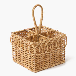 Rattan silverware <b>basket</b> organizer wooden utensil holder flatware storage container <b>cheap</b> cost - Product Image 4