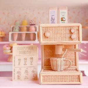 Machine à expresso miniature en rotin, jouet tissé à la main, machine à café miniature avec tasse, jouets pour enfants - Product Image 5