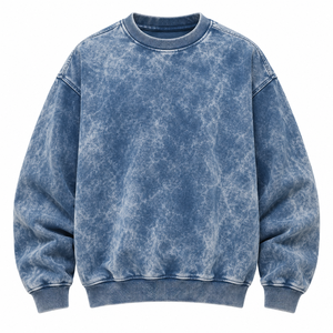 Sudadera extragrande de cuello redondo, gruesa, 100% algodón, bordada, con hombros caídos, para invierno. - Product Image 1
