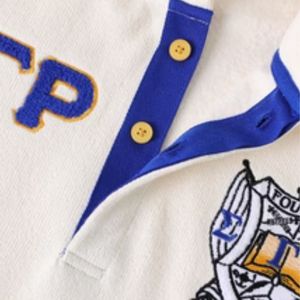 เสื้อฮู้ดซิกมาแกมมาโร รุ่น Neutral Quarter Button SGRho เสื้อผ้าสไตล์กรีก สีน้ำเงินทอง พรีเมียม เสื้อสเวตเชิ้ตสำหรับชมรมนักศึกษาแบบยูนิเซ็กส์ - Product Image 3