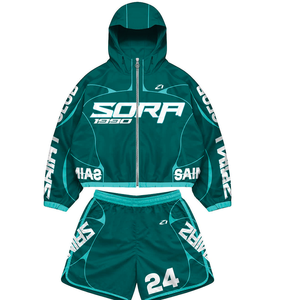 Ensemble coupe-vent personnalisé avec veste et short imprimés, ensemble de shorts de course à séchage rapide, légers, pour l'été, avec capuche, USA - Product Image 4