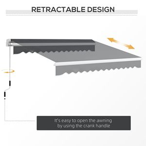 Tenda da Sole Retrattile Manuale 8FT X 13FT con Protezione UV, Bracci Pieghevoli Grigio Scuro per Terrazze - Product Image 6