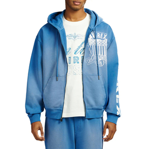Sudadera con capucha personalizada, lavada y desgastada, con cremallera completa, 100% algodón polar, estilo vintage, con logotipo bordado, OEM - Product Image 4