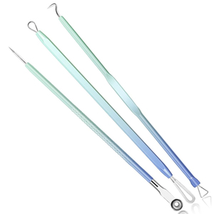 Kit professionnel de 10 outils extracteurs de points noirs en acier inoxydable avec poignées dégradées, ensemble de luxe en cuir PU pour le visage - Product Image 5
