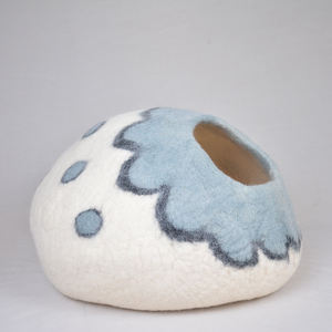 Cama para Gatos de Fieltro de Lana Gris Premium, Diseño Ovalado, Simple, Ecológica, Hecha a Mano, Acogedora, para Invierno y Primavera - Product Image 2