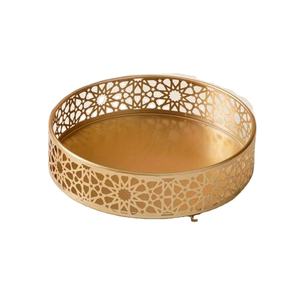 Ramadan décor à la maison plateau rond bureau Dessert Table décor plateaux métal or plats de service pour mariage - Product Image 1