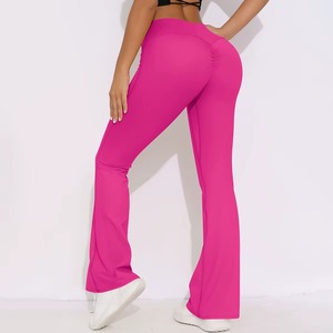 Custom Wholesale Best High Quality Womens Gym Wear High Waist Solid <b>Flared</b> Leg Yoga <b>Leggings</b> ODM Supply Workout Fitness Clothing - Product Image 3